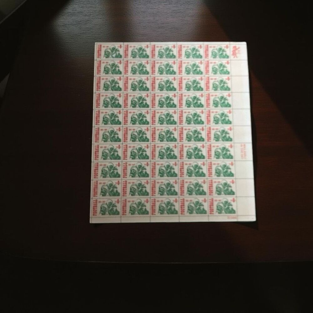 Vintage MNH 1969 Scott #1382 College Football 6 Cent Stamp Sheet of 50 Stamps